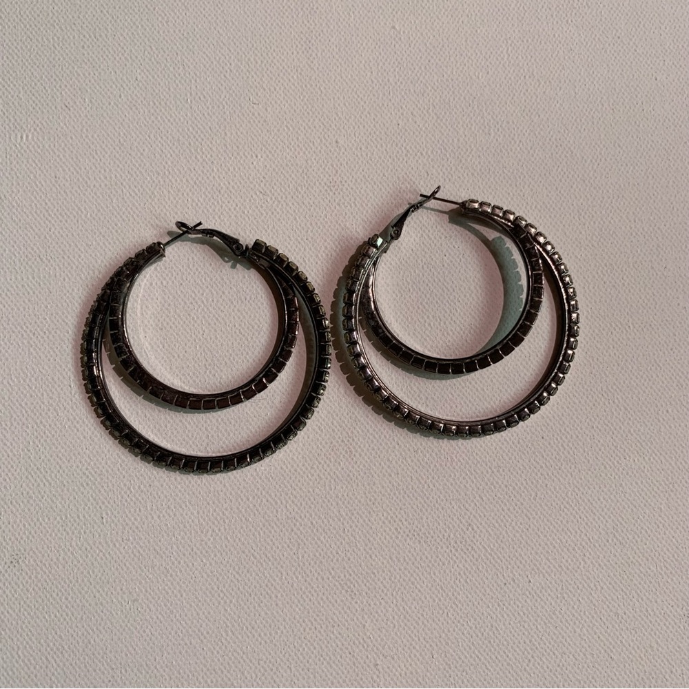 Express Rhinestone Hoops Earrings - Picture 3 of 8